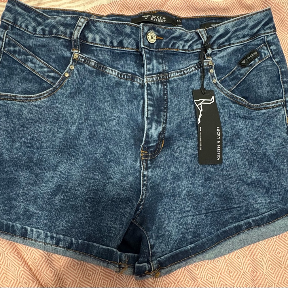 Lucky & Blessed Blue Jean Shorts Classic Fit